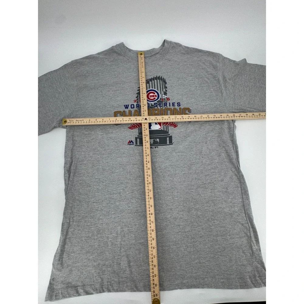Majestic‎ Shirt Mens 2XLT Gray Cotton Chicago Cubs 2016 World Series Champs MLB